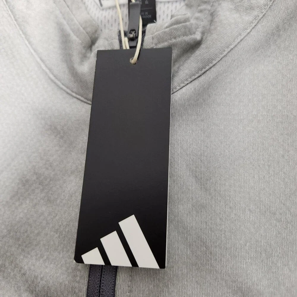 adidas NWT Quarter Zip Sweatshirt Men‎ M White Long Sleeve Mesh Lined Activewear